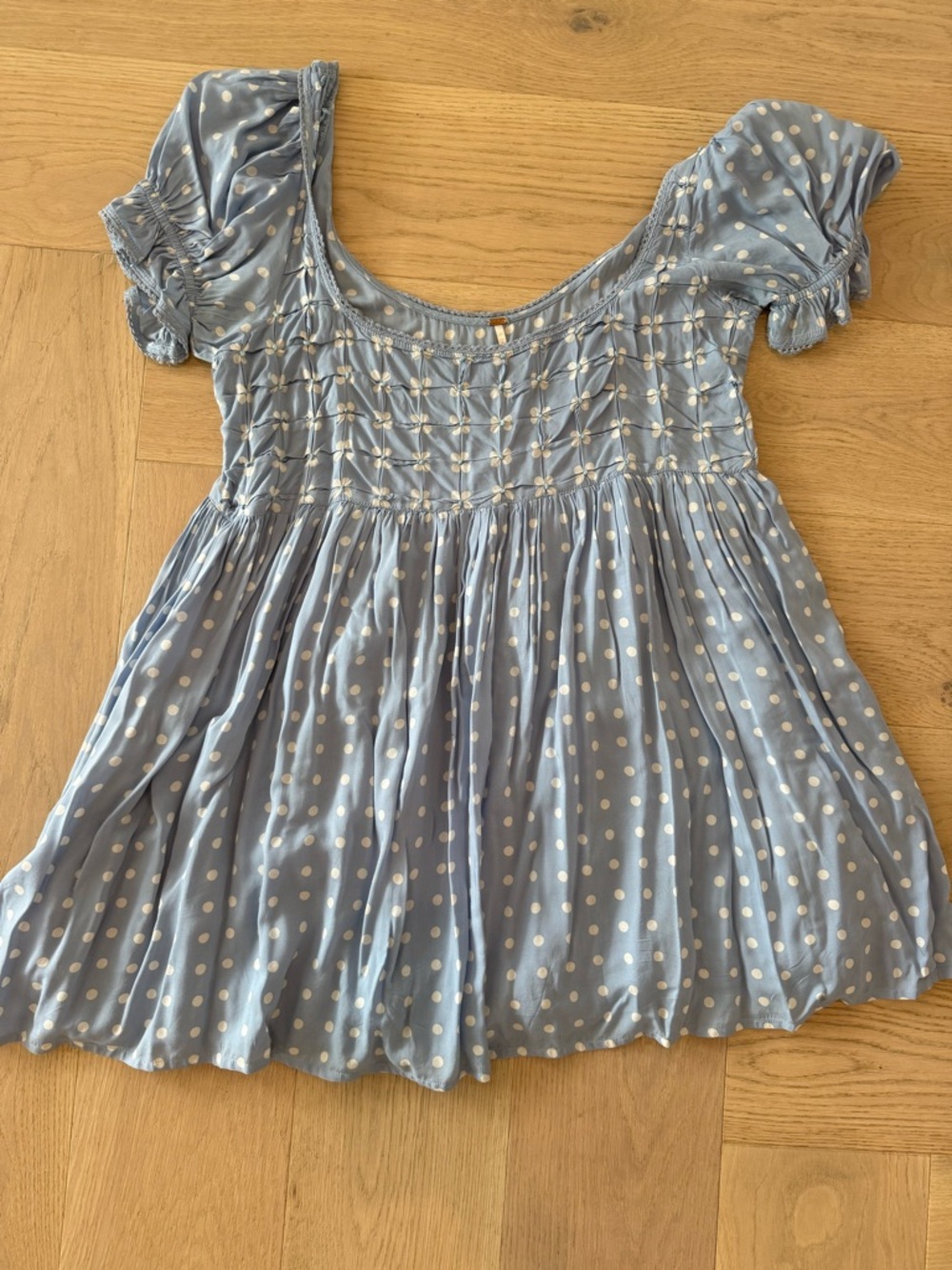 Free People butterfly  Blue Polka Dot Puff Sleeve dress